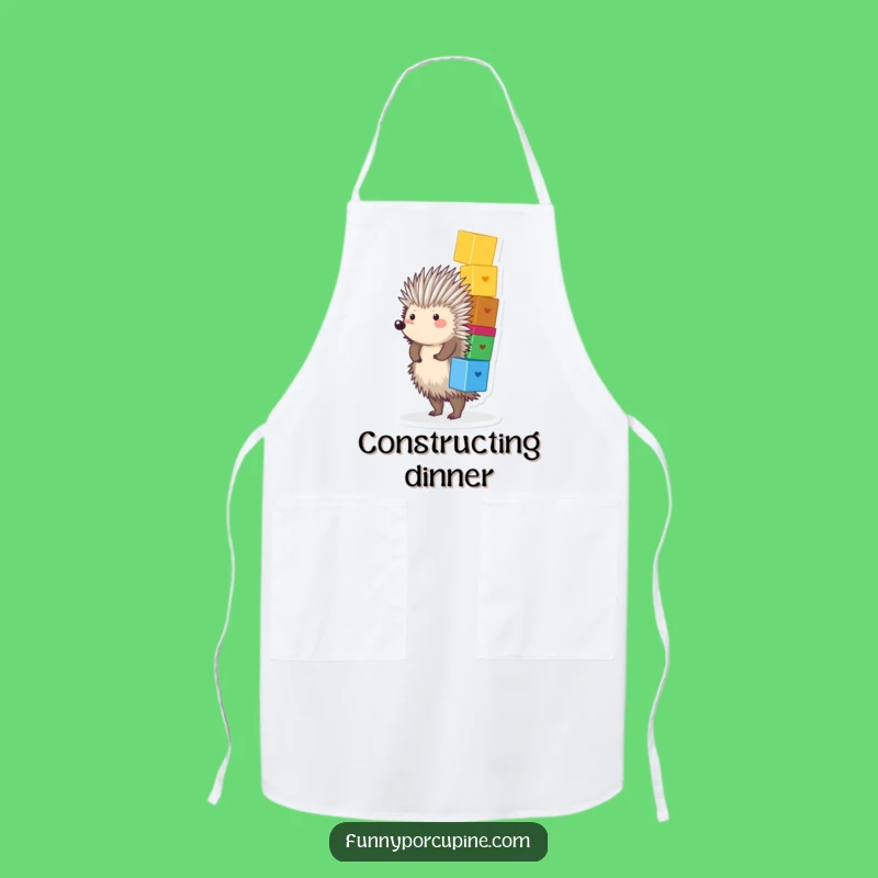 Funny Porcupine Blocks Apron - Kitchen Fun with Balancing Act Gift