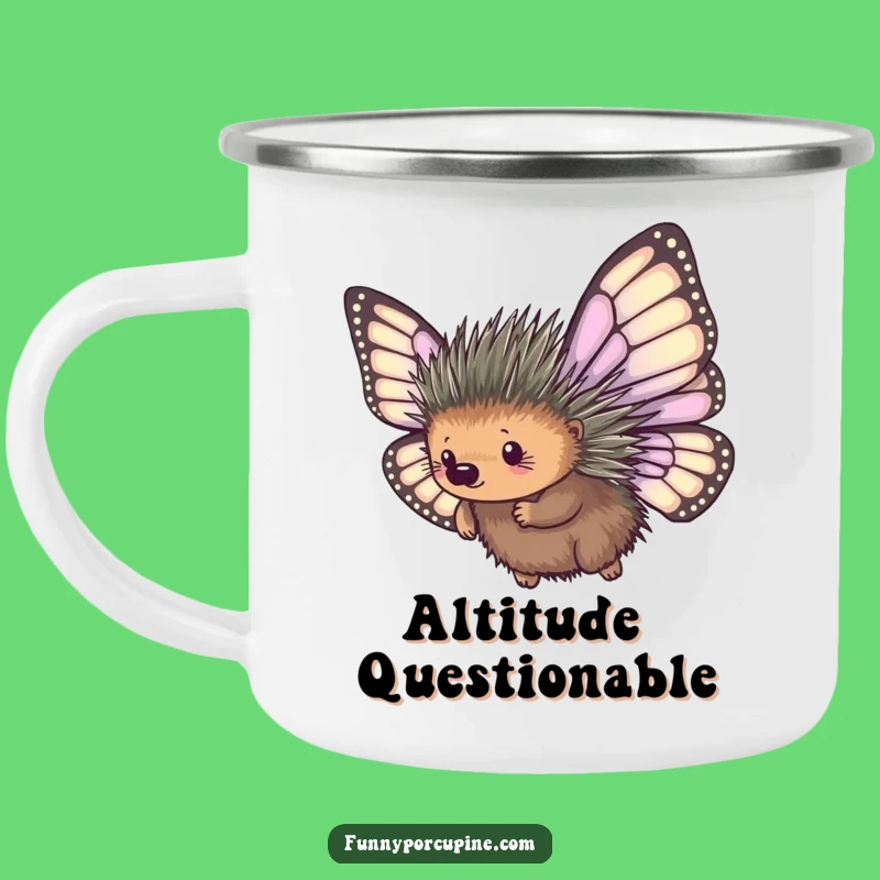 Funny Porcupine Camping Mug: Hilarious Butterfly Wings Adventure Gift