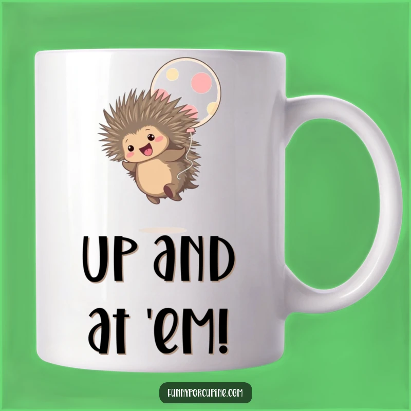 Funny Porcupine Balloon Bounce Mug: Joyful Porcupine Art for a Fun Gift