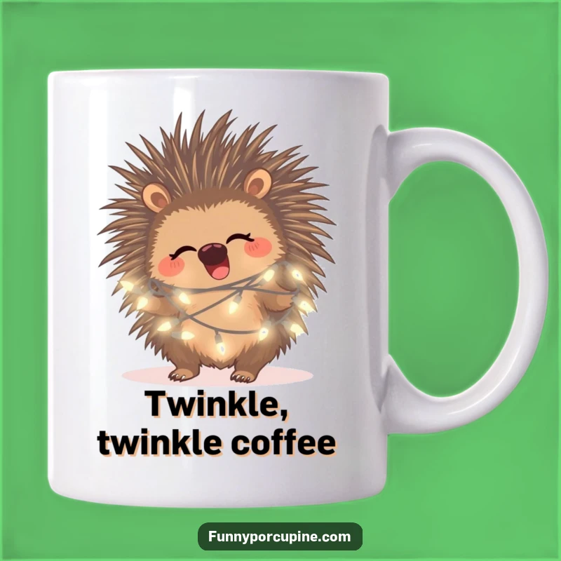 Funny Porcupine Fairy Light Mug: A Giggling Gift for Twinkling Moments