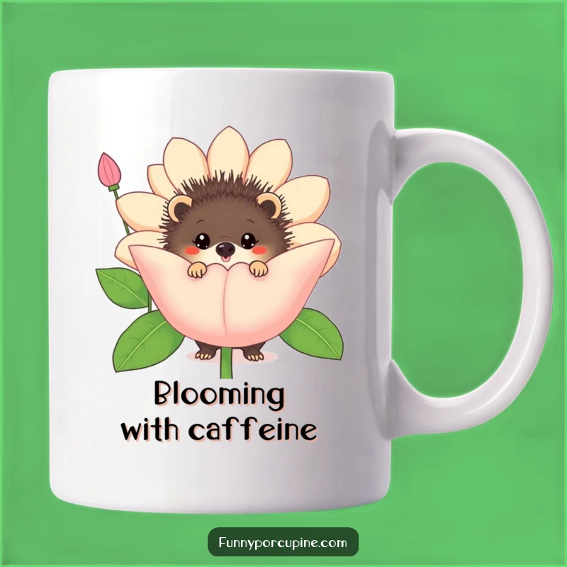 Funny Porcupine Flower Mug: A Peek-a-Boo Gift for Shy Smiles