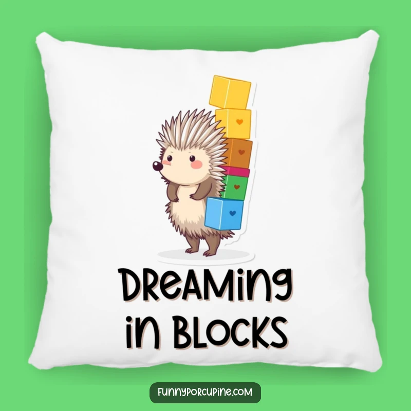 Funny Porcupine Blocks Pillow - Cozy Cushion with Joyful Balance Gift