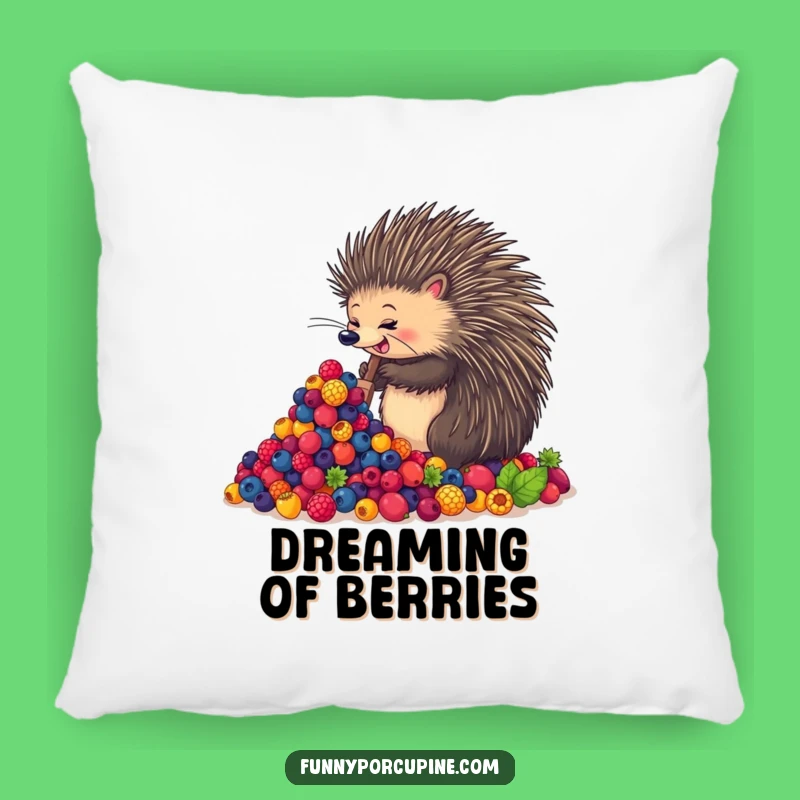 Funny Porcupine Pillow: Cozy Berry Feast Comfort Gift