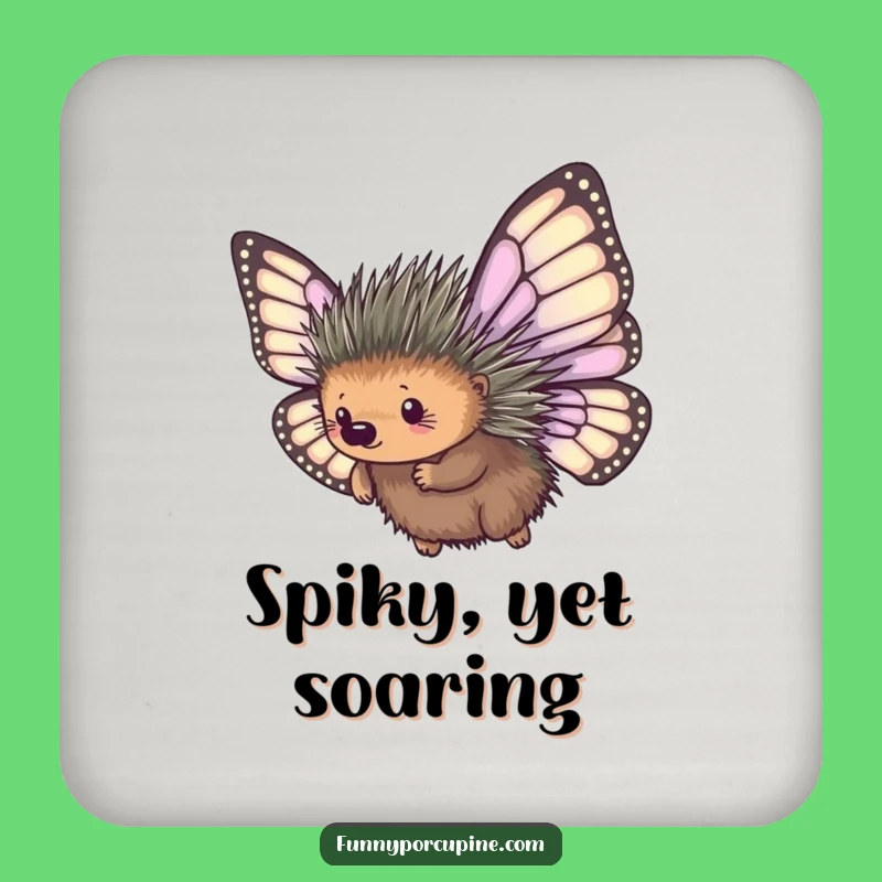 Funny Porcupine Coaster: Hilarious Butterfly Wings Table Protector Gift