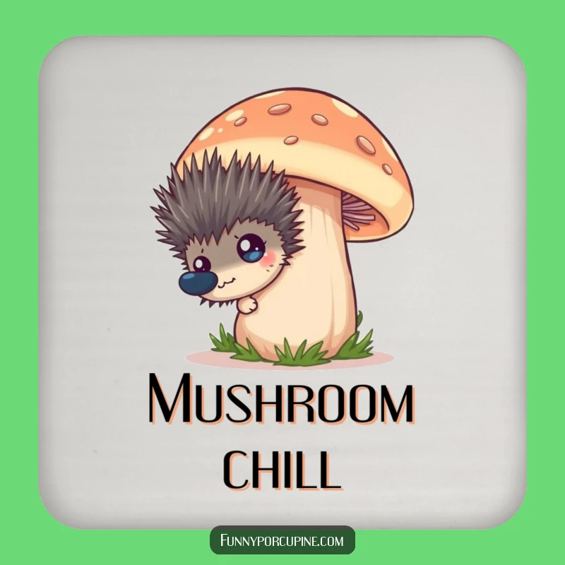 Funny Porcupine Mushroom Peek Coaster: Protect Surfaces with Comedic Style