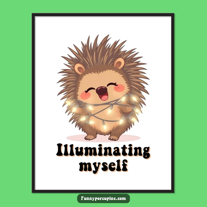 Funny Porcupine Fairy Light Poster: Illuminate Your Walls with Giggles and Glow