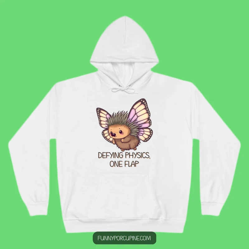Funny Porcupine Hoodie: Cozy Comfort with Hilarious Flying Wings Gift