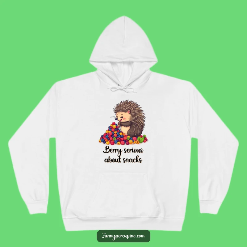 Funny Porcupine Hoodie: Cozy Berry Feast Comfort Gift