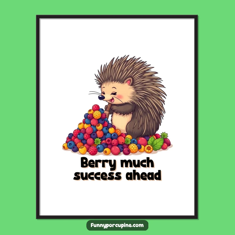 Funny Free Printable Wall Art: Porcupine Berry Delight, Hilarious Downloadable Decor!