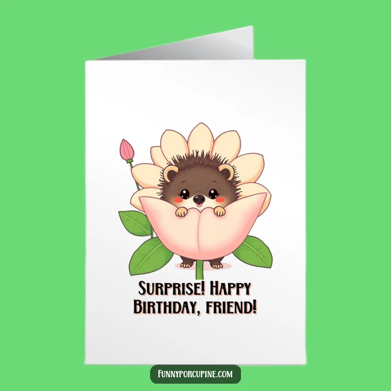 Free Printable Birthday Card: Porcupine Flower Surprise Greeting
