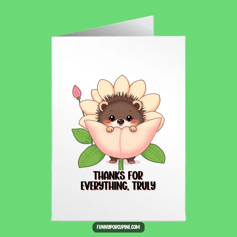Free Printable Thank You Card: Porcupine Flower Surprise Greeting