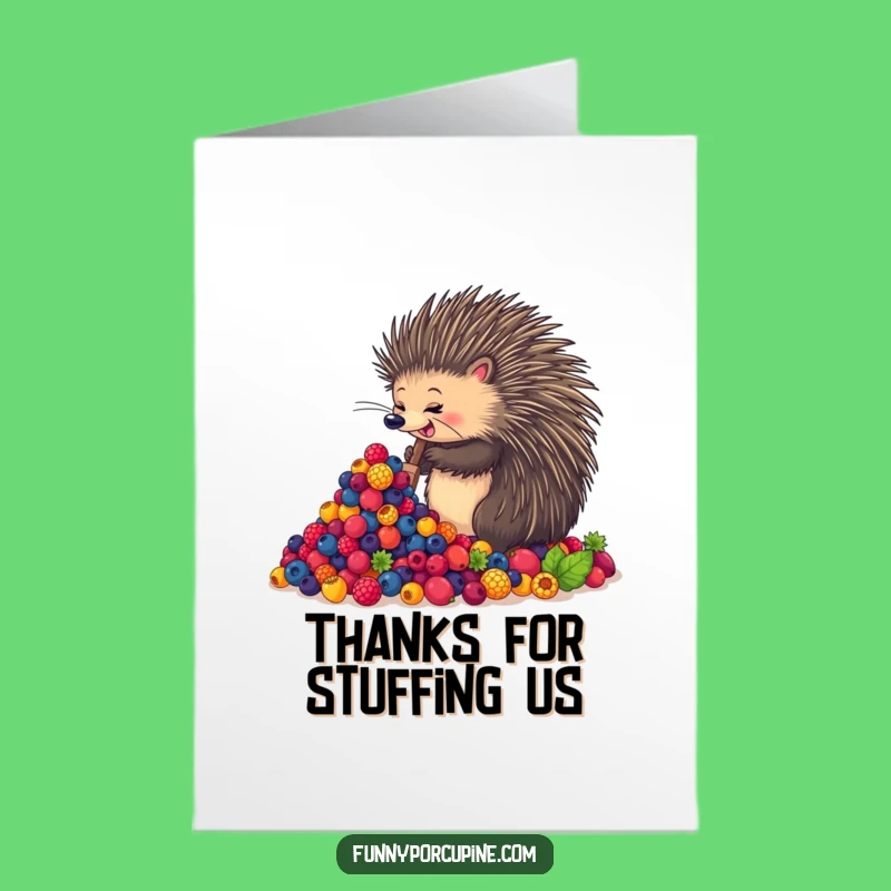 Free Printable Thank You Card: Porcupine's Berry Thanks, Funny Downloadable Gift!
