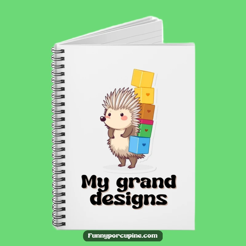 Funny Porcupine Blocks Notebook - Cute Journal for Joyful Balance Gift