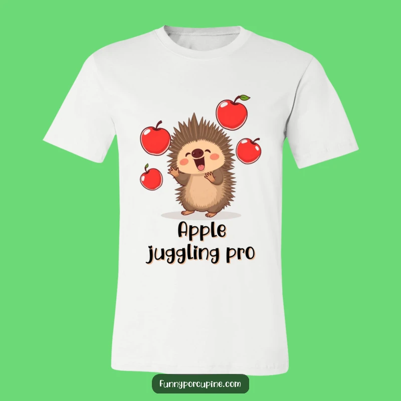 Funny Porcupine Juggling Tee - Comical Prickly Apple Toss Shirt Gift