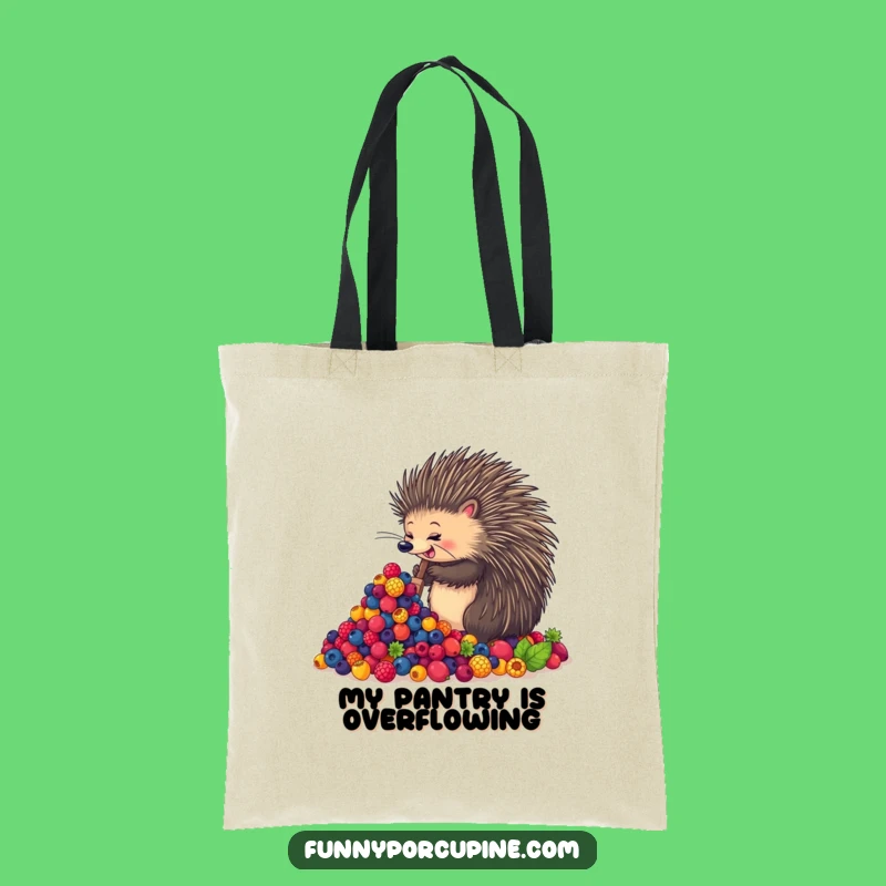 Funny Porcupine Tote Bag: Enthusiastic Berry Shoveler Carry-All Gift